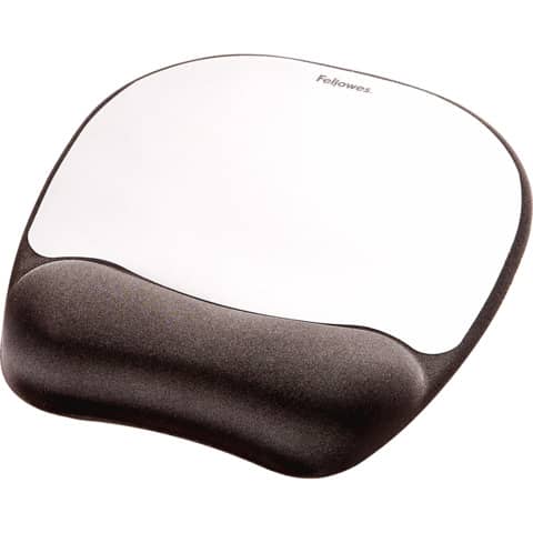 Tappetino mouse con poggiapolsi FELLOWES Memory Foam - argento 27,6x23,2x3,2 cm - 9175801